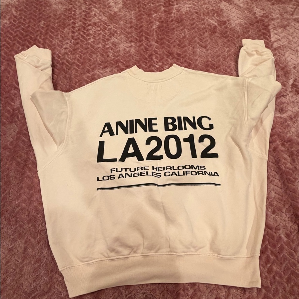 Anine Bing Cream Sweatshirt with Black Print